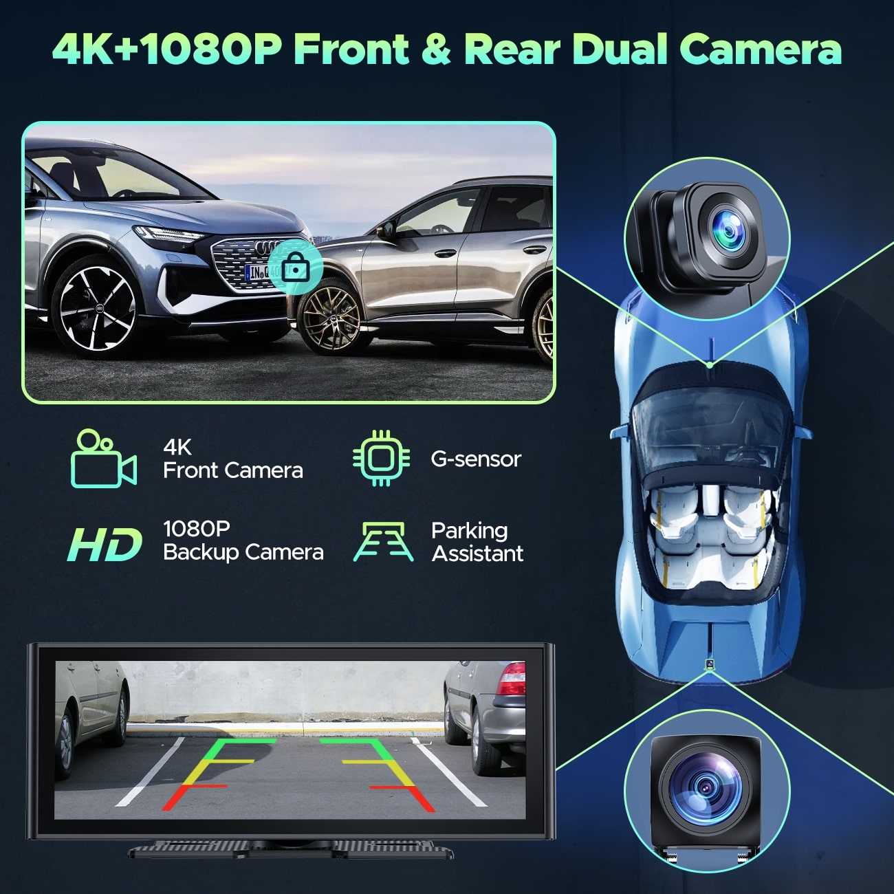 Pantalla CarPlay Lamtto RC14 9,26" con Dash Cam 4K